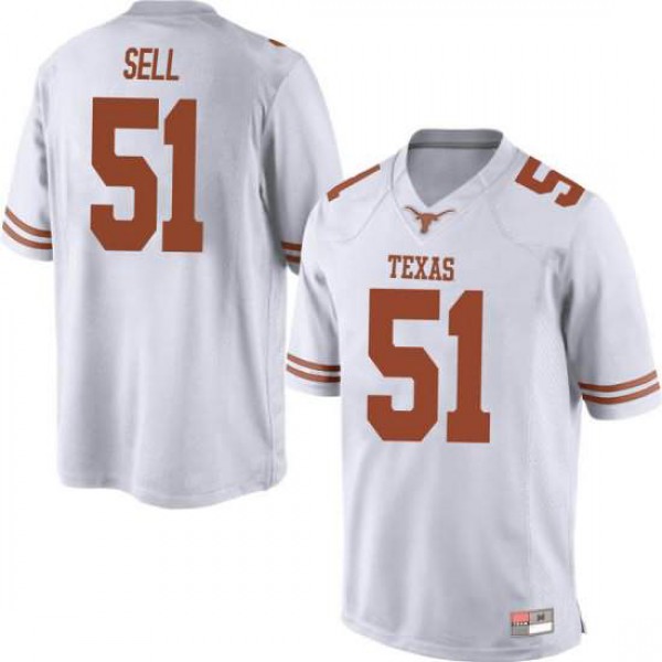 Mens University of Texas #51 Jakob Sell Game Embroidery Jersey White